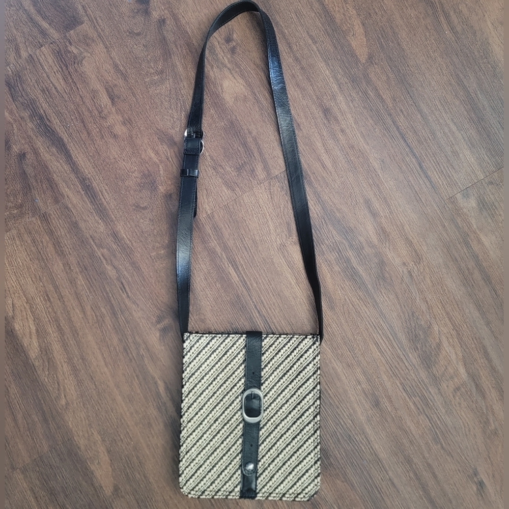 Patricia Nash Venezia crossbody leather purse woven raffia natural bag